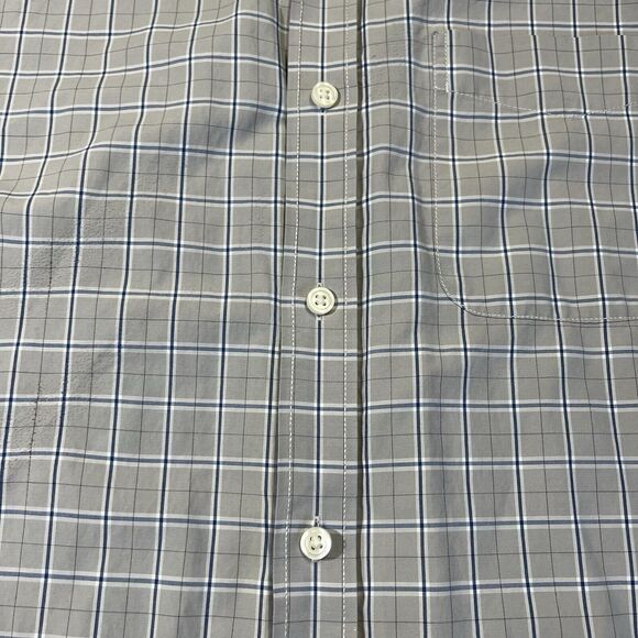 Eddie Bauer Men TXL Shirt Short Sleeve Gray Plaid Print Button Down Stretch - Picture 3 of 11